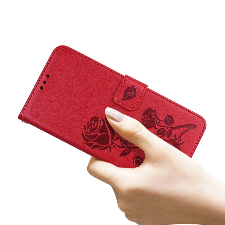 For iPhone 13 Pro Rose Embossed Horizontal Flip PU Leather Case with Holder & Card Slots & Wallet (Red) - iPhone 13 Pro Cases by buy2fix | Online Shopping UK | buy2fix