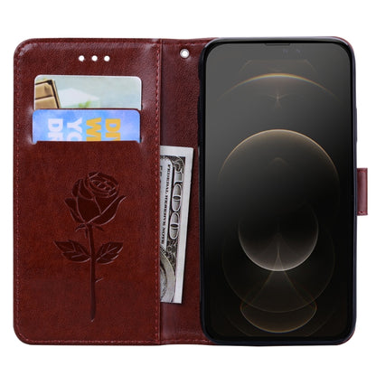 For iPhone 13 Pro Max Rose Embossed Horizontal Flip PU Leather Case with Holder & Card Slots & Wallet (Brown) - iPhone 13 Pro Max Cases by buy2fix | Online Shopping UK | buy2fix