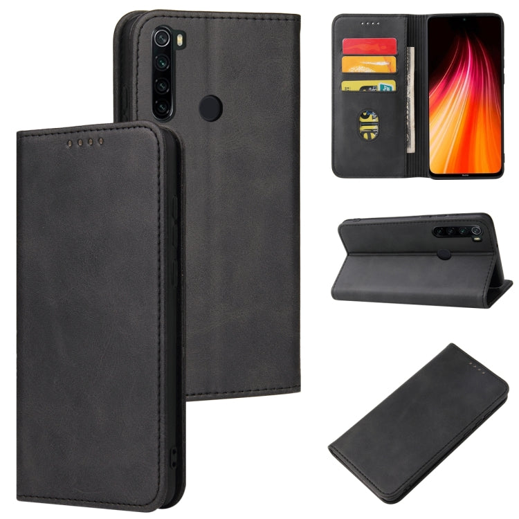 For Xiaomi Redmi Note 8 Calf Texture Magnetic Horizontal Flip Leather Case with Holder & Card Slots & Wallet(Black) - Xiaomi Cases by buy2fix | Online Shopping UK | buy2fix