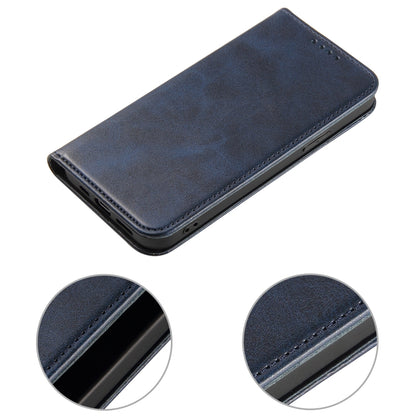 For iPhone 12 mini Calf Texture Magnetic Horizontal Flip Leather Case with Holder & Card Slots & Wallet (Blue) - iPhone 12 mini Cases by buy2fix | Online Shopping UK | buy2fix