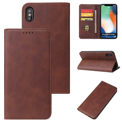 For iPhone X / XS Calf Texture Magnetic Horizontal Flip Leather Case with Holder & Card Slots & Wallet(Brown) - More iPhone Cases by buy2fix | Online Shopping UK | buy2fix