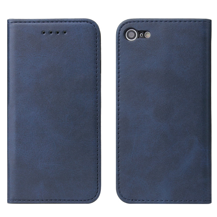 For iPhone SE 2022 / SE 2020 / 8 / 7 Calf Texture Magnetic Horizontal Flip Leather Case with Holder & Card Slots & Wallet(Blue) - iPhone SE 2022 / 2020 / 8 / 7 Cases by buy2fix | Online Shopping UK | buy2fix