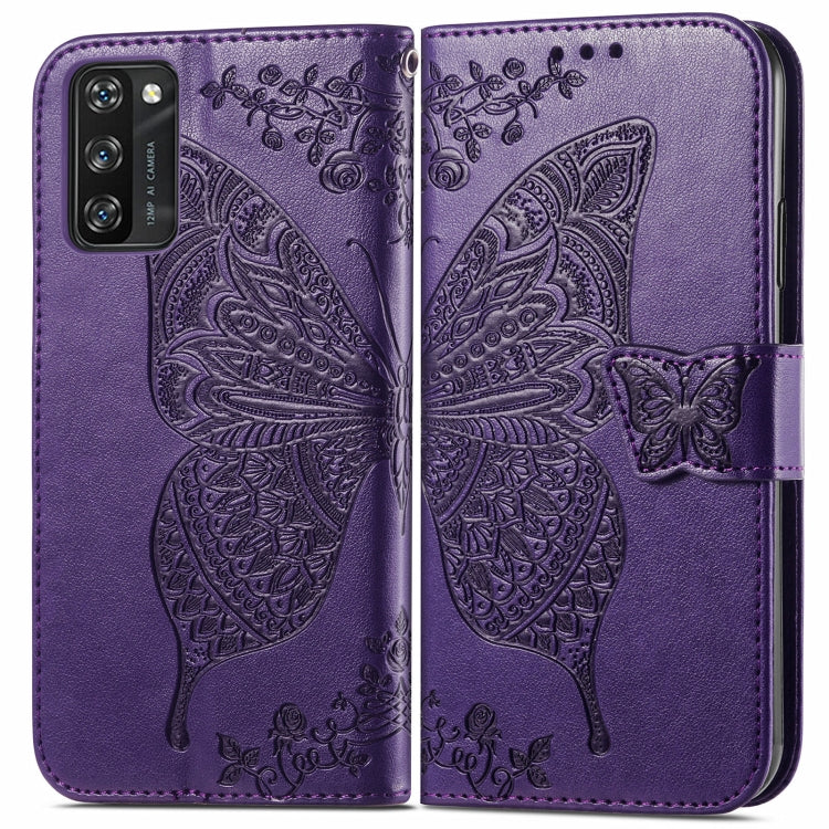 For Blackview A100 Butterfly Love Flower Embossed Horizontal Flip Leather Case with Holder & Card Slots & Wallet & Lanyard(Dark Purple) - More Brand by buy2fix | Online Shopping UK | buy2fix