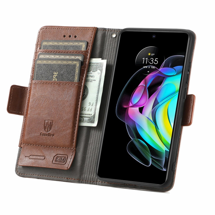 For Motorola Edge 20 CaseNeo Business Splicing Dual Magnetic Buckle Horizontal Flip PU Leather Case with Holder & Card Slots & Wallet(Brown) - Motorola Cases by buy2fix | Online Shopping UK | buy2fix