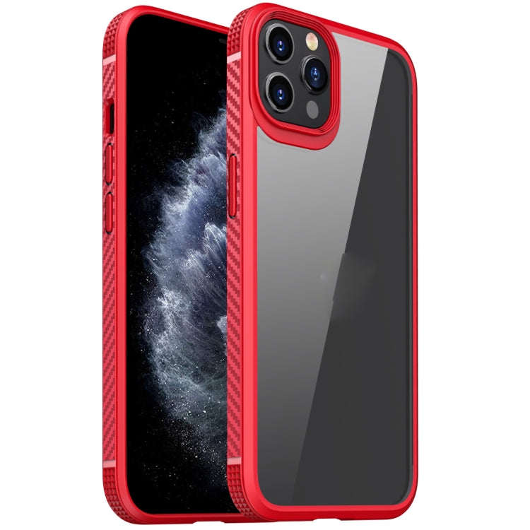 For iPhone 11 Pro MG Series Carbon Fiber TPU + Clear PC Four-corner Airbag Shockproof Case (Red) - iPhone 11 Pro Cases by buy2fix | Online Shopping UK | buy2fix