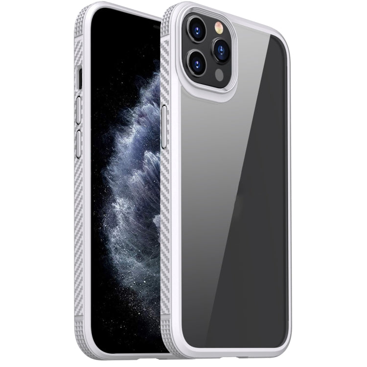 For iPhone 11 Pro MG Series Carbon Fiber TPU + Clear PC Four-corner Airbag Shockproof Case (White) - iPhone 11 Pro Cases by buy2fix | Online Shopping UK | buy2fix