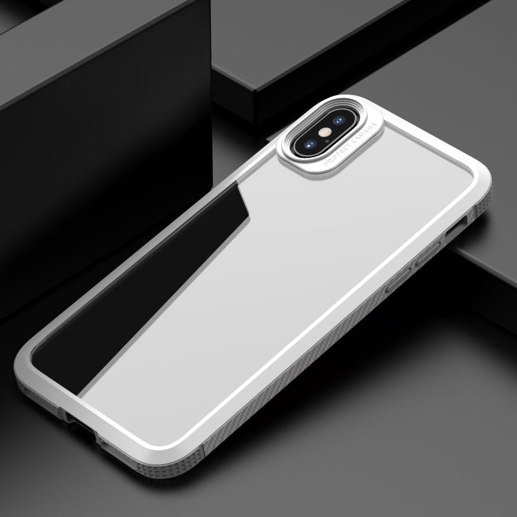 For iPhone X / XS MG Series Carbon Fiber TPU + Clear PC Four-corner Airbag Shockproof Case(White) - More iPhone Cases by buy2fix | Online Shopping UK | buy2fix