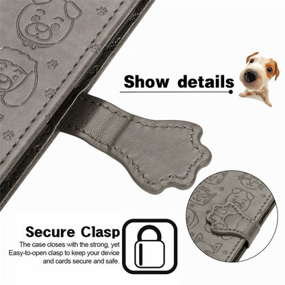 For Motorola Moto Edge 20 Lite Lovely Cat and Dog Embossing Pattern Horizontal Flip Leather Case , with Holder & Card Slots & Wallet & Cartoon Clasp & Lanyard(Grey) - Motorola Cases by buy2fix | Online Shopping UK | buy2fix