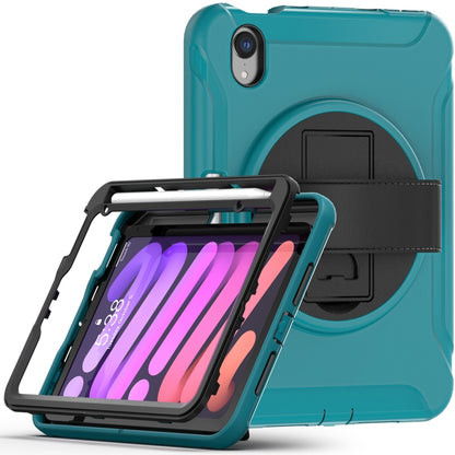 For iPad mini 6 360 Degree Rotation PC + TPU Protective Tablet Case with Holder & Hand-strap(Blue) - iPad mini 6 Cases by buy2fix | Online Shopping UK | buy2fix