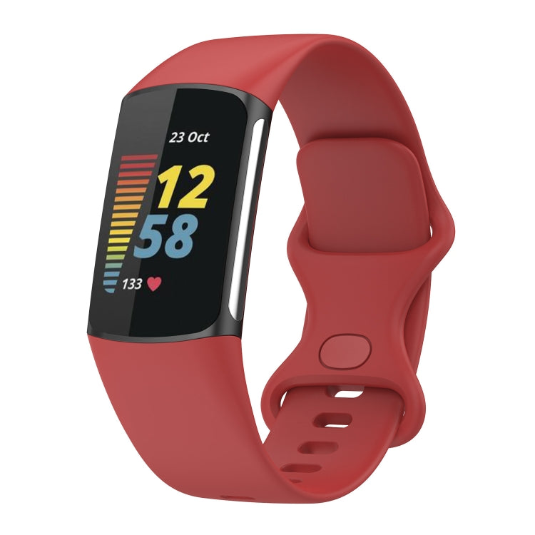 For Fitbit Charge 5 Silicone Watch Band, Size:L(Official Red) - Watch Bands by buy2fix | Online Shopping UK | buy2fix