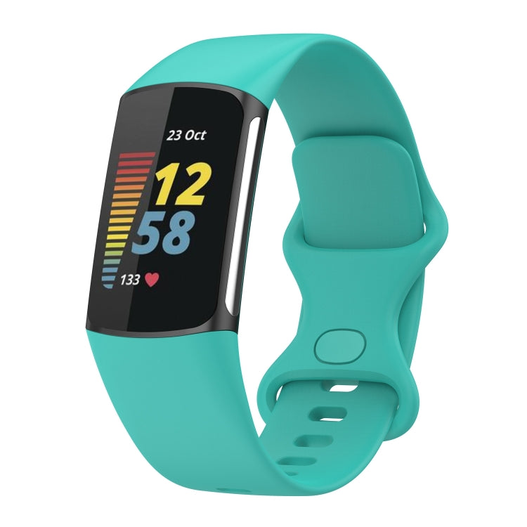 For Fitbit Charge 5 Silicone Watch Band, Size:L(Mint Green) - Watch Bands by buy2fix | Online Shopping UK | buy2fix