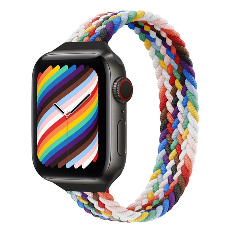 Small Waist Single Loop Nylon Braid Watch Band For Apple Watch Ultra 49mm&Watch Ultra 2 49mm / Series 9&8&7 45mm / SE 3&SE 2&6&SE&5&4 44mm / 3&2&1 42mm, Size:S 145mm(Official Rainbow) - Watch Bands by buy2fix | Online Shopping UK | buy2fix