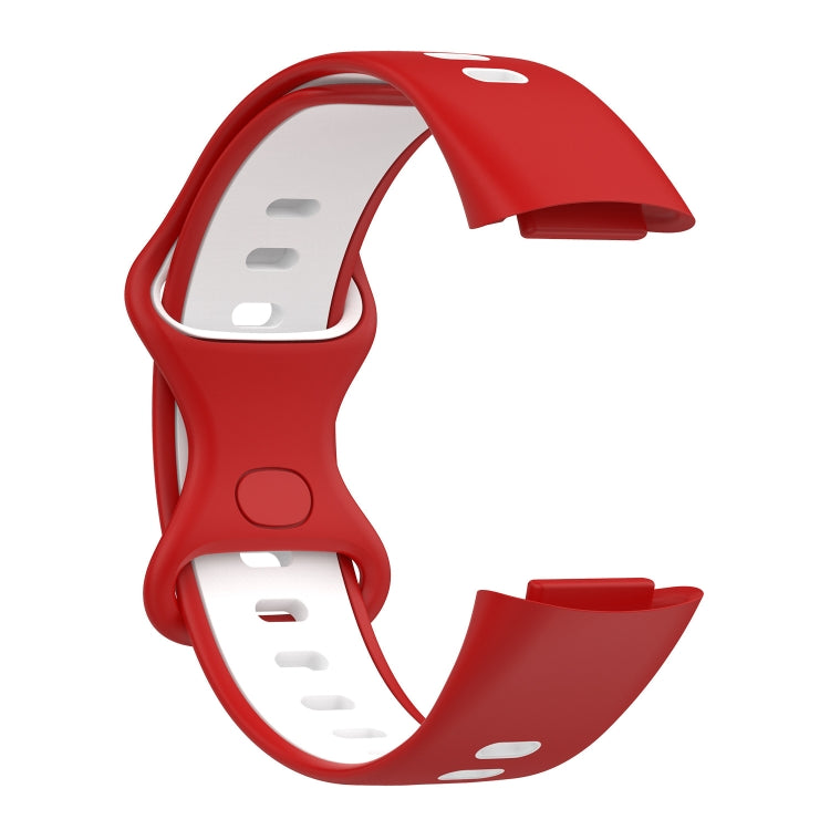 For Fitbit Charge 5 Two-color Silicone Watch Band(Red White) - Watch Bands by buy2fix | Online Shopping UK | buy2fix