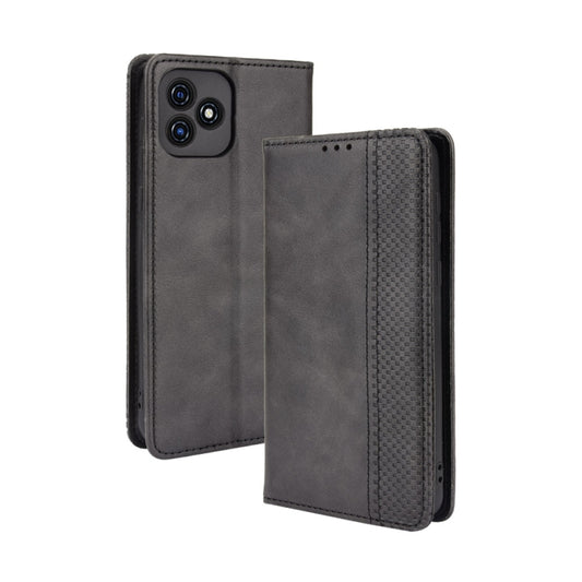 For Blackview Oscal C20 Magnetic Buckle Retro Crazy Horse Texture Horizontal Flip Leather Case with Holder & Card Slots & Photo Frame(Black) - More Brand by buy2fix | Online Shopping UK | buy2fix