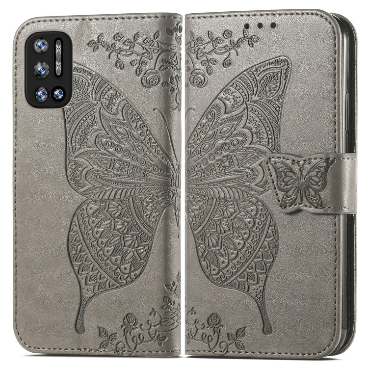 For DOOGEE N40 Pro Butterfly Love Flowers Embossed Horizontal Flip Leather Case with Holder & Card Slots & Wallet & Lanyard(Grey) - More Brand by buy2fix | Online Shopping UK | buy2fix