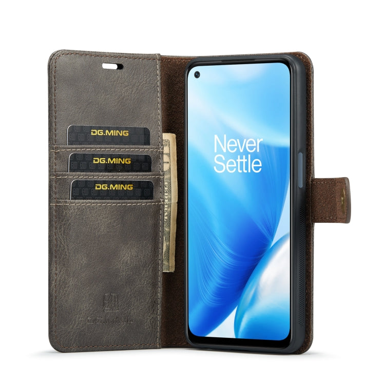 For OnePlus Nord 2 5G DG.MING Crazy Horse Texture Flip Detachable Magnetic Leather Case with Holder & Card Slots & Wallet(Grey) - OnePlus Cases by DG.MING | Online Shopping UK | buy2fix