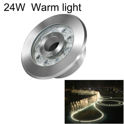 24W Landscape Ring LED Stainless Steel Underwater Fountain Light(Warm Light) - Underwater Lights by buy2fix | Online Shopping UK | buy2fix