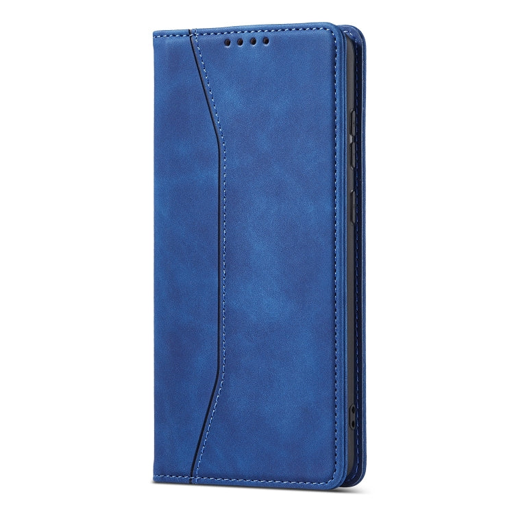 For Google Pixel 6 Pro Magnetic Dual-fold Leather Phone Case(Blue) - Google Cases by buy2fix | Online Shopping UK | buy2fix