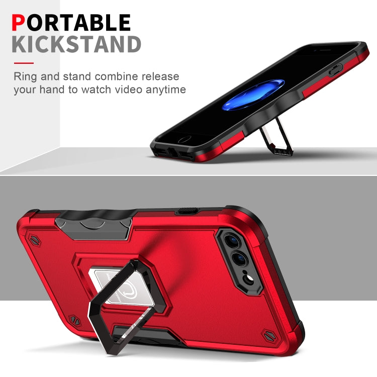 Ring Holder Non-slip Armor Phone Case For iPhone 8 Plus / 7 Plus(Black) - More iPhone Cases by buy2fix | Online Shopping UK | buy2fix