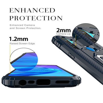 For OPPO Realme 5 Carbon Fiber Protective Case with 360 Degree Rotating Ring Holder(Blue) - Realme Cases by buy2fix | Online Shopping UK | buy2fix
