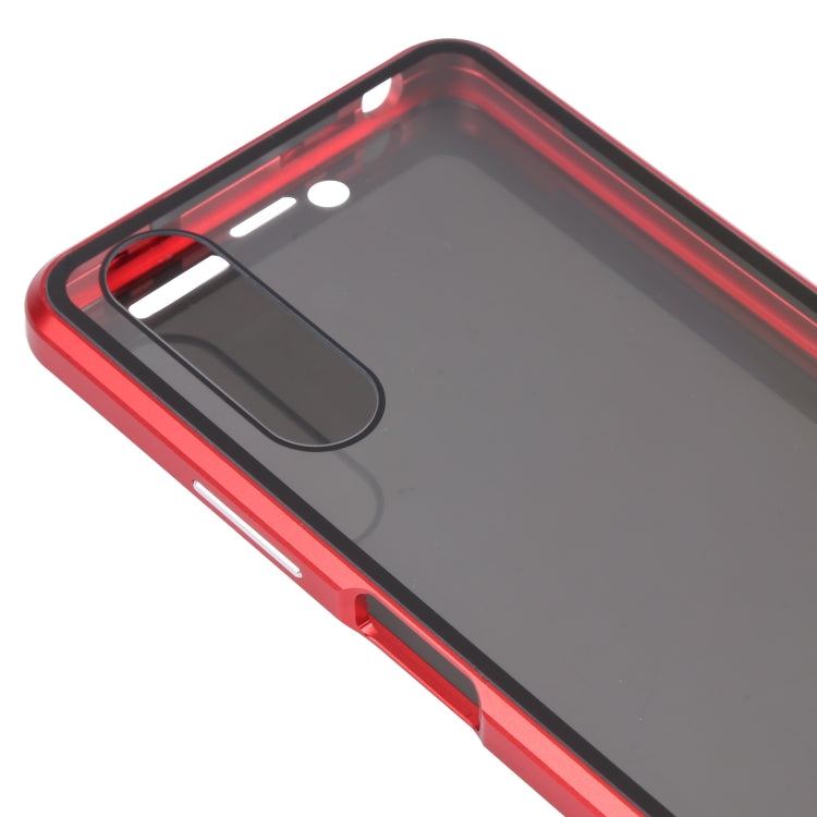 For Sony Xperia 10 III Anti-peeping Magnetic Double-sided Tempered Glass Phone Case(Red) - Sony Cases by buy2fix | Online Shopping UK | buy2fix