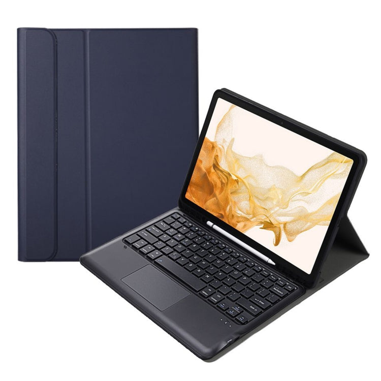 A800B-A Split Bluetooth Keyboard Leather Case with Holder & Pen Slot & Touchpad For Samsung Galaxy Tab S8+ X800(Blue) - Samsung Keyboard by buy2fix | Online Shopping UK | buy2fix
