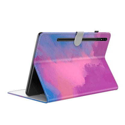 For Samsung Galaxy Tab S9+ Watercolor Pattern Flip Leather Tablet Case(Purple Red) - Galaxy Tab S9+ Cases by buy2fix | Online Shopping UK | buy2fix