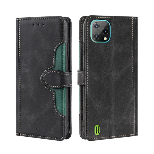 For Blackview A55 Skin Feel Straw Hat Magnetic Buckle Leather Phone Case(Black) - More Brand by buy2fix | Online Shopping UK | buy2fix