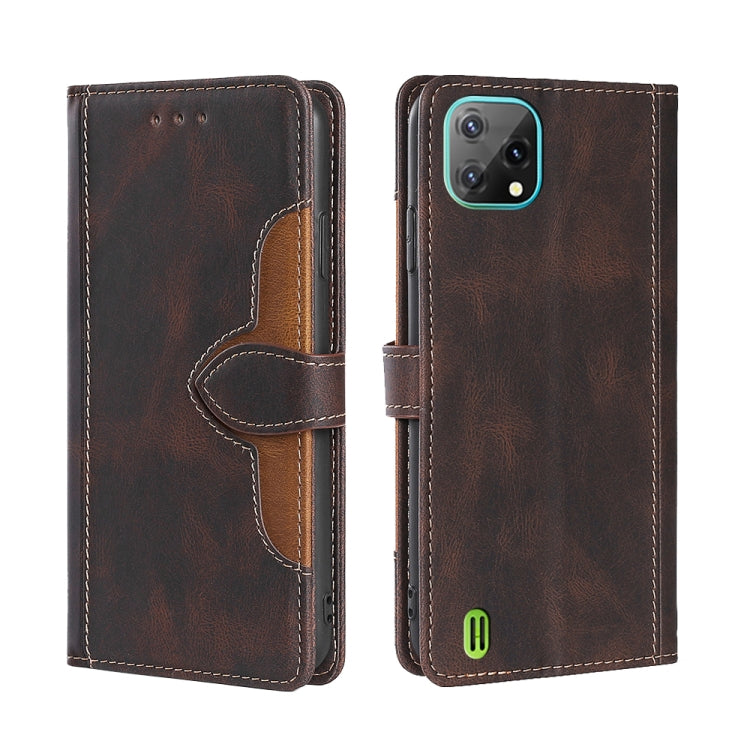 For Blackview A55 Skin Feel Straw Hat Magnetic Buckle Leather Phone Case(Brown) - More Brand by buy2fix | Online Shopping UK | buy2fix