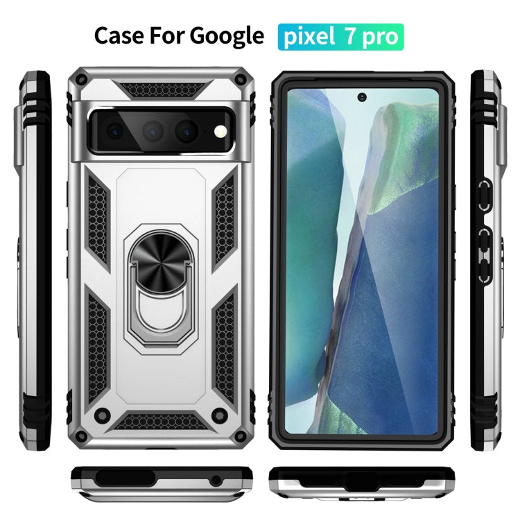 For Google Pixel 7 Pro Shockproof TPU + PC Protective Case with 360 Degree Rotating Holder(Silver) - Google Cases by buy2fix | Online Shopping UK | buy2fix
