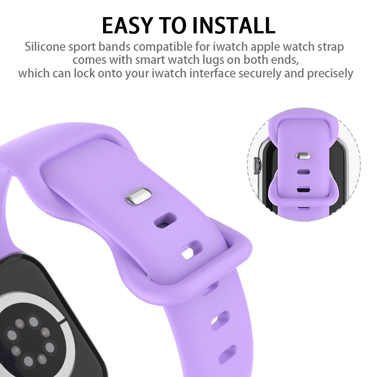 Butterfly Buckle Silicone Watch Band, Size: S For Apple Watch Ultra 49mm&Watch Ultra 2 49mm / Series 9&8&7 45mm / SE 3&SE 2&6&SE&5&4 44mm / 3&2&1 42mm(Purple) - Watch Bands by buy2fix | Online Shopping UK | buy2fix