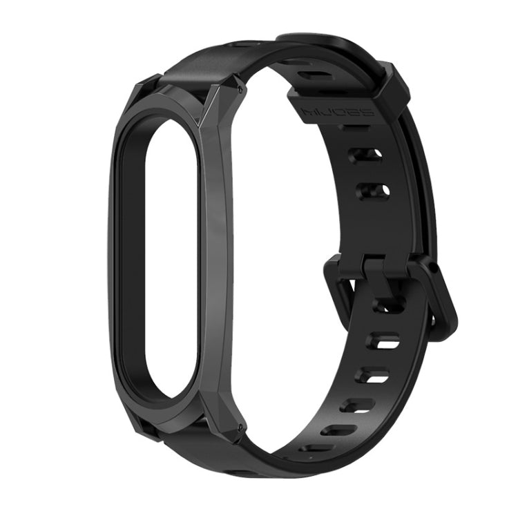 For Xiaomi Mi Band 6 / 5 / 4 / 3 Mijobs Flat Hole Silicone Watch Band, Style:GT Case(Black+Black) - Watch Bands by MIJOBS | Online Shopping UK | buy2fix