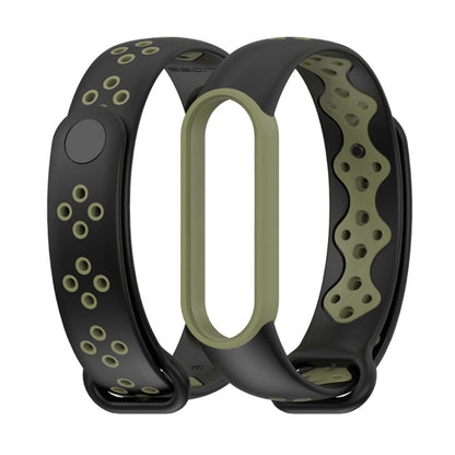 For Xiaomi Mi Band 5/6/7 Mijobs Sport Two-color TPU Watch Band(Black+Army Green) - Watch Bands by MIJOBS | Online Shopping UK | buy2fix