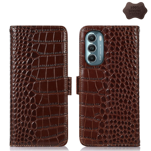 For Motorola Moto G Stylus 5G 2022 Crocodile Top Layer Cowhide Leather Phone Case(Brown) - Motorola Cases by buy2fix | Online Shopping UK | buy2fix