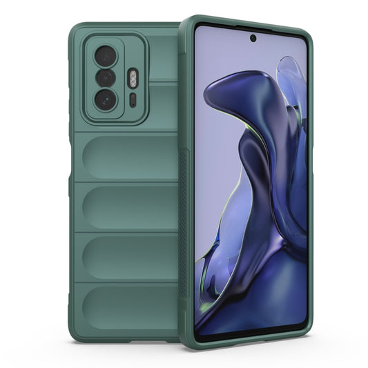 For Xiaomi 11T Magic Shield TPU + Flannel Phone Case(Dark Green) - Xiaomi Cases by buy2fix | Online Shopping UK | buy2fix