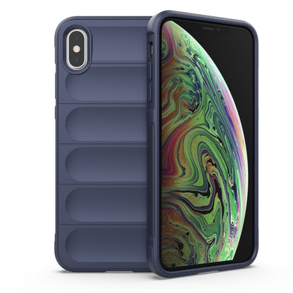 For iPhone XS Max Magic Shield TPU + Flannel Phone Case(Dark Blue) - More iPhone Cases by buy2fix | Online Shopping UK | buy2fix