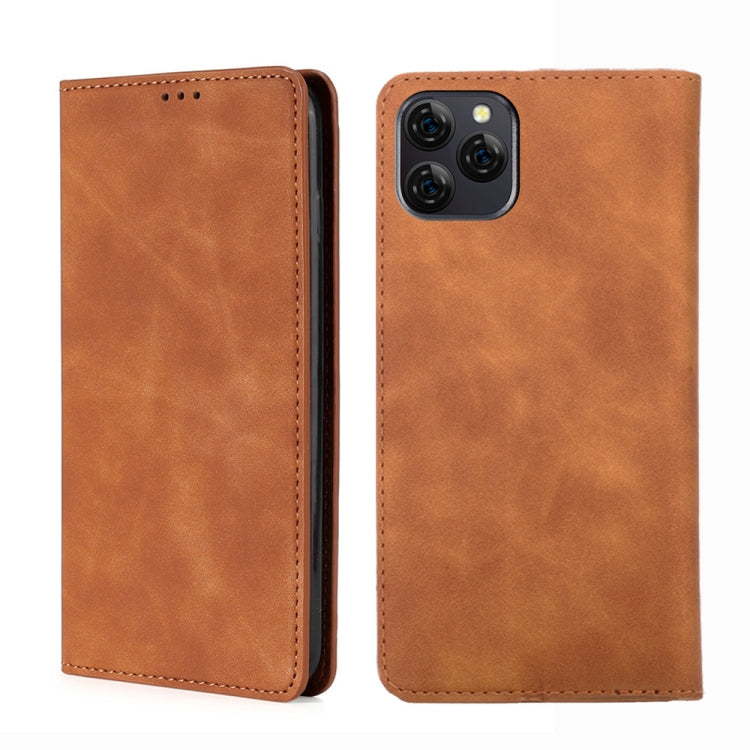 For Blackview A95 Skin Feel Magnetic Horizontal Flip Leather Phone Case(Light Brown) - More Brand by buy2fix | Online Shopping UK | buy2fix