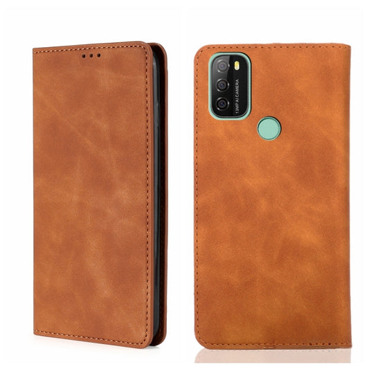 For Blackview A70 Skin Feel Magnetic Horizontal Flip Leather Phone Case(Light Brown) - More Brand by buy2fix | Online Shopping UK | buy2fix