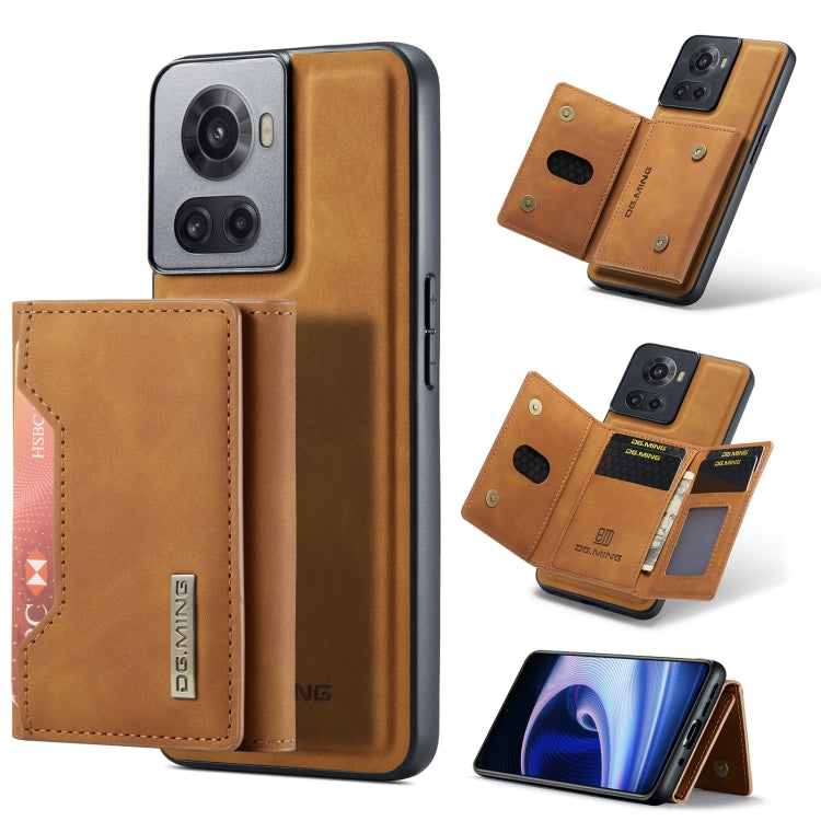 For OnePlus Ace/10R DG.MING M2 Series 3-Fold Multi Card Bag Phone Case(Brown) - OnePlus Cases by DG.MING | Online Shopping UK | buy2fix