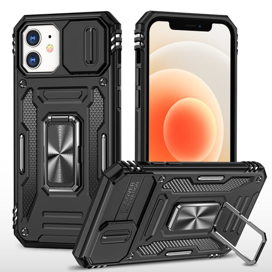 For iPhone 12 Armor PC + TPU Camera Shield Phone Case(Black) - iPhone 12 / 12 Pro Cases by buy2fix | Online Shopping UK | buy2fix