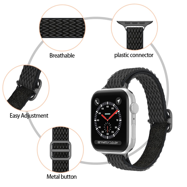 Wave Small Waist Nylon Watch Band For Apple Watch Ultra 49mm&Watch Ultra 2 49mm / Series 9&8&7 45mm / SE 3&SE 2&6&SE&5&4 44mm / 3&2&1 42mm(White) - Watch Bands by buy2fix | Online Shopping UK | buy2fix