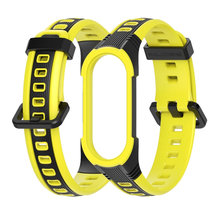 For Xiaomi Mi Band 5 / 6 / 7 MIJOBS Unibody Two-color Silicone Watch Band(Black Yellow) - Watch Bands by MIJOBS | Online Shopping UK | buy2fix