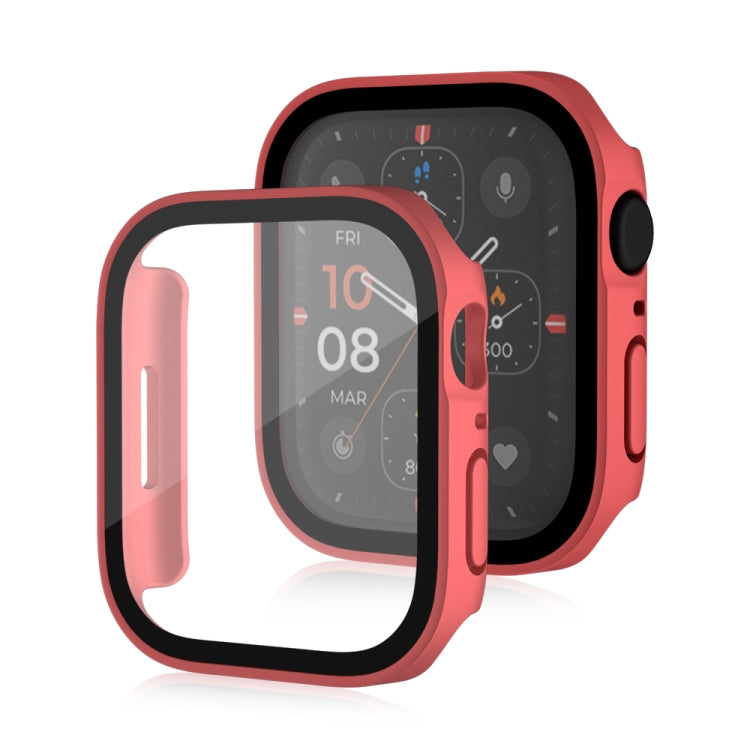 Life Waterproof Frosted 2 in 1 PC Frame + Tempered Glass Protective Case For Apple Watch Series 6 / 5 / 4 / SE 44mm(Red) - Watch Cases by buy2fix | Online Shopping UK | buy2fix