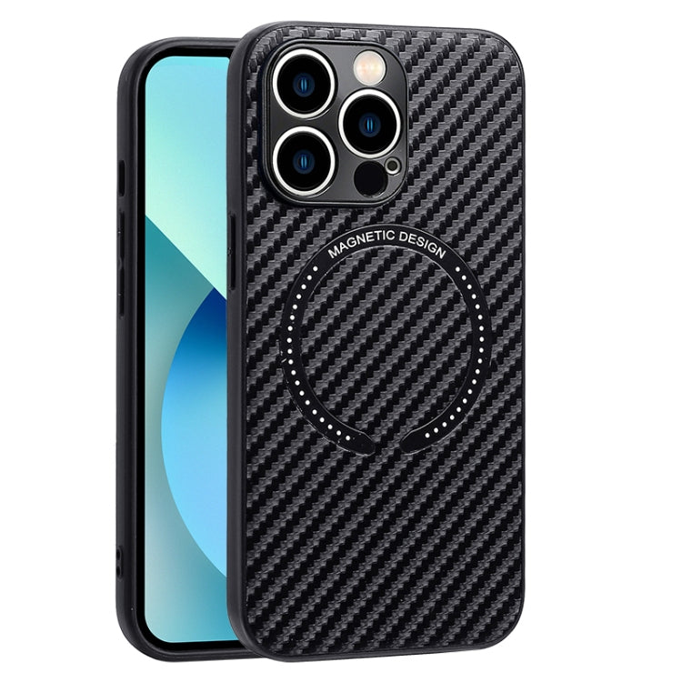 For iPhone 13 Pro Max Carbon Fiber Texture MagSafe Magnetic Phone Case (Black) - iPhone 13 Pro Max Cases by buy2fix | Online Shopping UK | buy2fix