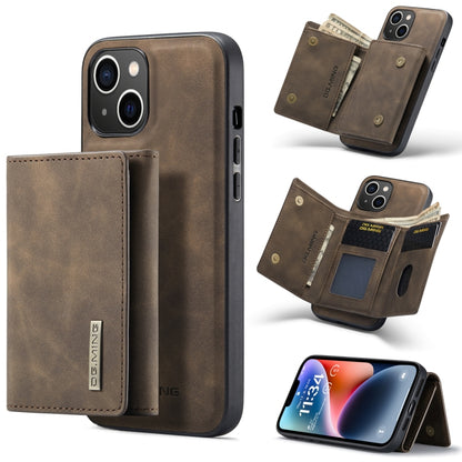 For iPhone 14 DG.MING M1 Series 3-Fold Multi Card Wallet Leather Case(Coffee) - iPhone 14 Cases by DG.MING | Online Shopping UK | buy2fix