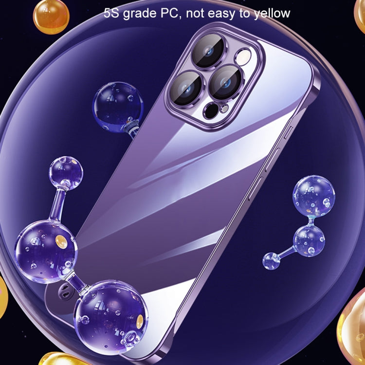 For iPhone 14 Plus Electroplating Frameless Clear PC Phone Case(Purple) - iPhone 14 Plus Cases by buy2fix | Online Shopping UK | buy2fix