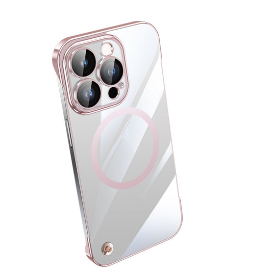 For iPhone 14 Pro Electroplating Frameless Magsafe Magnetic PC Phone Case(Pink) - iPhone 14 Pro Cases by buy2fix | Online Shopping UK | buy2fix