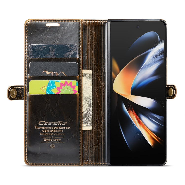 For Samsung Galaxy Z Fold4 CaseMe 003 Crazy Horse Texture Leather Phone Case(Coffee) - Galaxy Z Fold4 5G Cases by CaseMe | Online Shopping UK | buy2fix