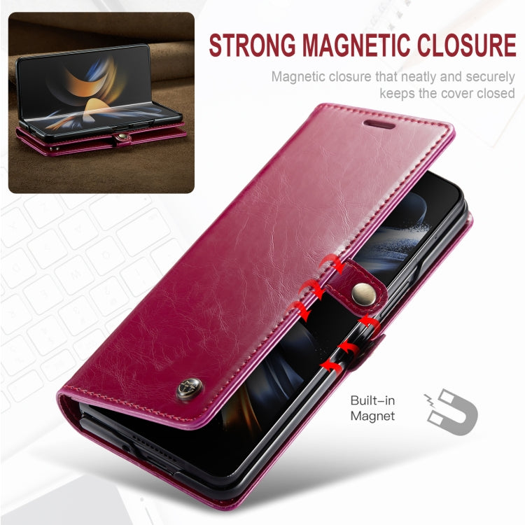 For Samsung Galaxy Z Fold4 CaseMe 003 Crazy Horse Texture Leather Phone Case(Red) - Galaxy Z Fold4 5G Cases by CaseMe | Online Shopping UK | buy2fix