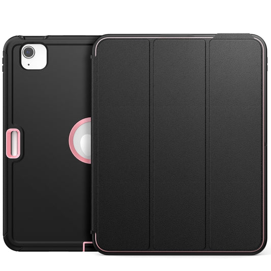 For iPad Pro 11 2022 / 2021 / 2020 / 2018 / Air 2020  10.9 / Air 2022 10.9 3-Fold Amor Shockproof Smart Tablet Case(Black Pink) - iPad Pro 11 (2022/2021) Cases by buy2fix | Online Shopping UK | buy2fix